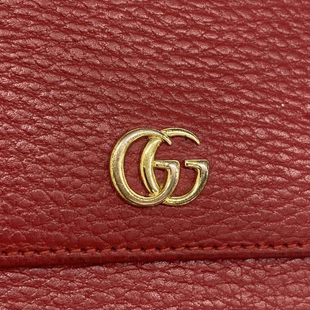 Gucci GG Marmont Leather Long Wallet 456116 Red Women's - Picture 7 of 10